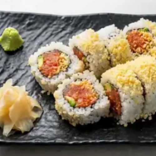 sushi roll with ginger and wasabi