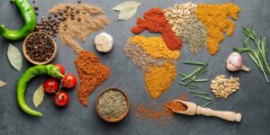 map of the world in food and spices